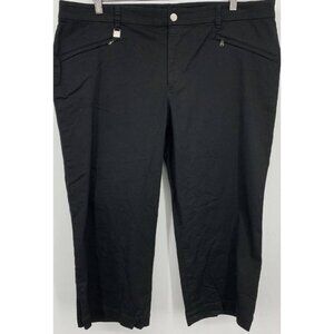 Ralph Lauren Women Crop Pants Size 16 Black Stretch Capri Casual Travel EUC